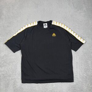 Kappa Mens Black Gold Omini Logo Tape Short Sleeve T-Shirt Size Medium